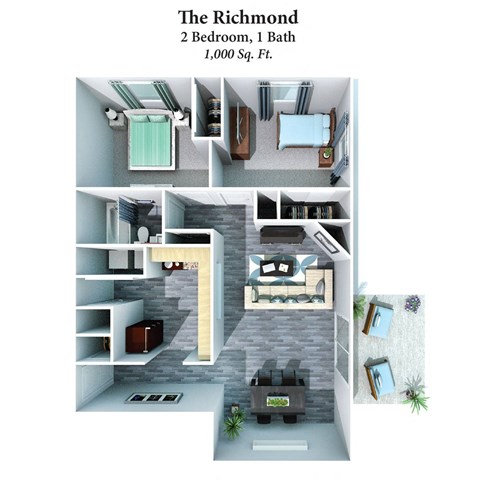 2 bed 1 bath B at 450 on Keeneland Apartments, Richmond, KY